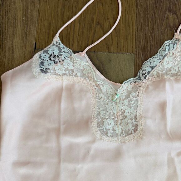 Vintage 80s Victoria’s Secret Cami Shorts Sleep Set Pajamas Peachy Pink M - Picture 2 of 9